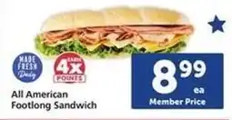 Safeway All American Footlong Sandwich offer