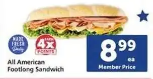 Safeway All American Footlong Sandwich offer