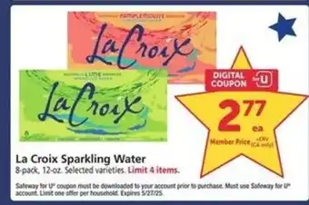 Safeway La Croix Sparkling Water offer