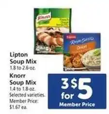 Safeway Lipton Soup Mix / Knorr Soup Mix offer