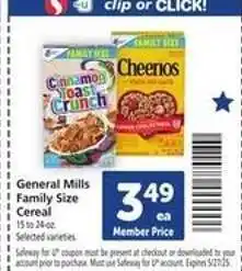 Safeway General Mills Family Size Cereal offer