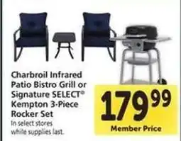 Safeway Charbroil Infrared Patio Bistro Grill or Signature SELECT Kempton 3-Piece Rocker Set offer