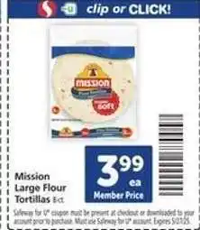 Safeway Mission Large Flour Tortillas offer