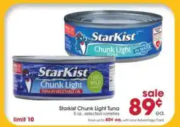 Giant Eagle Starkist Chunk Light Tuna offer