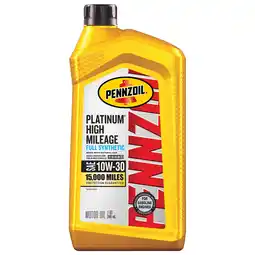 Walmart Pennzoil Platinum High Mileage Full Synthetic 10W-30 Motor Oil, 1 Quart offer