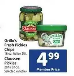 Safeway Grillo's Fresh Pickles Chips, Claussen Pickles offer
