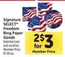 Safeway Signature SELECT Freedom Ring Paper Goods offer