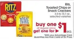 Giant Eagle Ritz, Toasted Chips or Snack Crackers offer