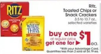 Giant Eagle Ritz, Toasted Chips or Snack Crackers offer