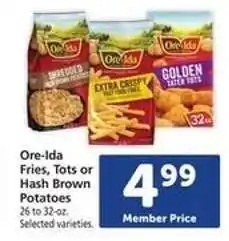 Safeway Ore-Ida Fries, Tots or Hash Brown Potatoes offer