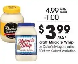 Kroger Kraft Miracle Whip or Duke's Mayonnaise offer