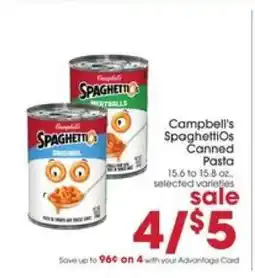 Giant Eagle Campbell's SpaghettiOs Canned Pasta offer