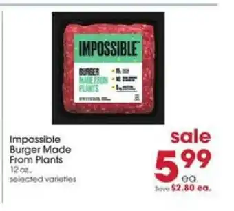Giant Eagle Impossible Burger Made From Plants offer
