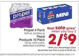 Giant Eagle Propel 6 Pack or Pepsi Products 10 Pack offer