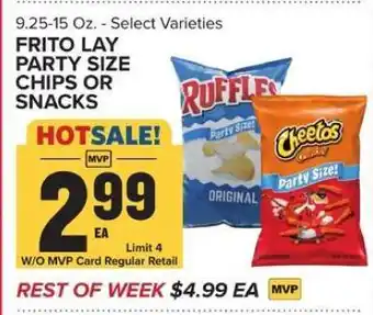 Food Lion Frito Lay Party Size Chips or Snacks offer