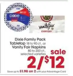 Giant Eagle Dixie Family Pack Tabletop or Vanity Fair Napkins offer