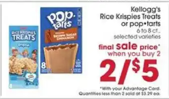 Giant Eagle Kellogg's Rice Krispies Treats or Pop-Tarts offer
