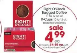 Giant Eagle Eight O'Clock Bagged Coffee or K-Cups offer