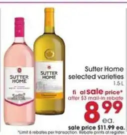 Giant Eagle Sutter Home selected varieties offer