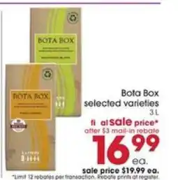 Giant Eagle Bota Box selected varieties offer