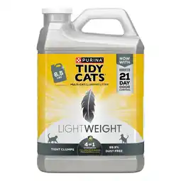 Walmart Purina Tidy Cats 4-in-1 Lightweight Clumping Cat Litter, Low Dust, 24/7 Odor Control, 8.5 lb. Jug offer