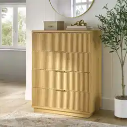 Walmart Better Homes & Gardens Lillian Fluted 4 Drawer Dresser, Natural Pine offer