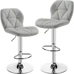 Walmart Alden Design Adjustable Counter-Height Faux Leather Modern Barstool, Set of 2, Light Gray offer