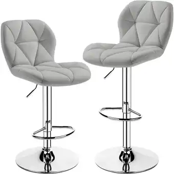 Walmart Alden Design Adjustable Counter-Height Faux Leather Modern Barstool, Set of 2, Light Gray offer