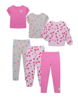 Walmart 365 Kids From Garanimals Girls Sweatshirt and Sweatpants Kid-Pack Outfit Set, 6-Piece, Sizes 4-10 offer