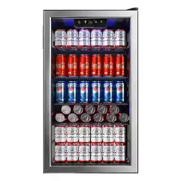 Walmart EUHOMY 125 Can Beverage Refrigerator and Mine Cooler with Glass Door for Soda Beer or Wine offer