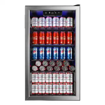 Walmart EUHOMY 125 Can Beverage Refrigerator and Mine Cooler with Glass Door for Soda Beer or Wine offer