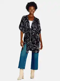 Walmart Time and Tru Women's Ruched Tie Front Ruana, Sizes S-XXXL offer