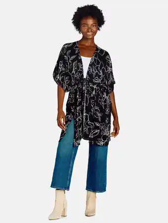 Walmart Time and Tru Women's Ruched Tie Front Ruana, Sizes S-XXXL offer