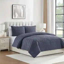 Walmart VCNY Home Diamond 3-Piece Blue Textured Pinsonic Quilt Set, King, Adult, Unisex offer