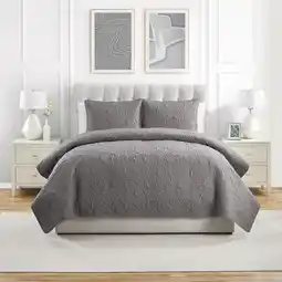 Walmart VCNY Home Seashell Coastal 3-Piece Grey Textured Seashell Quilt Set, Full/Queen, Adult, Unisex offer