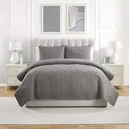 Walmart VCNY Home Seashell Coastal 3-Piece Grey Textured Seashell Quilt Set, Full/Queen, Adult, Unisex offer