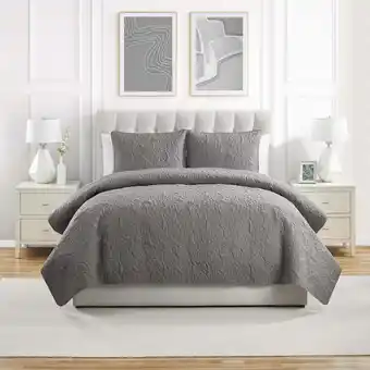 Walmart VCNY Home Seashell Coastal 3-Piece Grey Textured Seashell Quilt Set, Full/Queen, Adult, Unisex offer