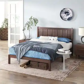 Walmart Zinus Adrian 42 Acacia Wood Rustic Platform Bed Frame, Full offer