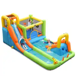Walmart Costway Inflatable Water Slide Park Bounce House Splash Pool Without Blower offer
