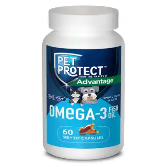 Walmart Pet Protect Omega 3 Supplement for Small Dogs & Cats, 60 Snip Tip Capsules offer