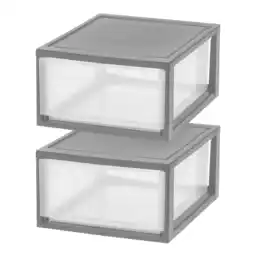 Walmart IRIS 30 Qt Large Plastic Drawers, Under Bed Storage Bins, Stackable, Modular, 2Pk offer