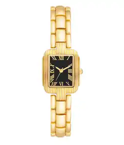 Walmart Time and Tru Heirloom Collection: Silver-Tone Square Wristwatch with Black Dial for Women offer