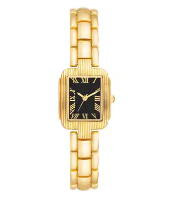 Walmart Time and Tru Heirloom Collection: Silver-Tone Square Wristwatch with Black Dial for Women offer