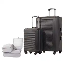 Walmart JETSTREAM 5pc Hardside Rolling Spinner Upright Set, 20 28 Luggage Duo, 3pc Packing Cubes, Charcoal offer