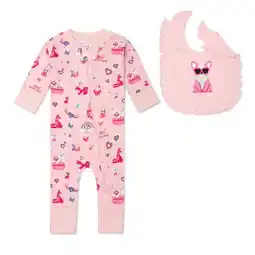 Walmart Paris Hilton x Monica + Andy Organic Cotton Ruffle One-Piece and Bib Set, Sizes Newborn-24 Months offer
