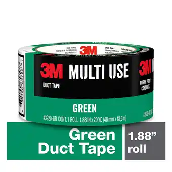 Walmart 3M Duct Tape, Green, Multi Use, 1.88 in x 20 yd, 1 Roll offer