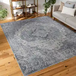 Walmart Diamond Traditional 5' x 7' Gray and Cream Polypropylene Indoor Area Rug offer