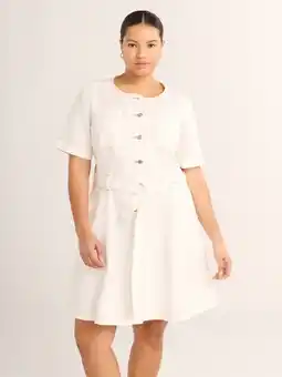 Walmart Free Assembly Women’s Cotton Utility Mini Dress with Short Sleeves, Sizes XS-4X offer