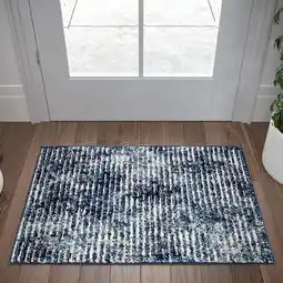 Walmart Contemporary 2x3 Area Rug (2' x 3') Abstract Navy, Cream Indoor Scatter Easy to Clean offer