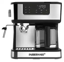 Walmart Farberware Dual Brew, 10 Cup Coffee + Espresso, Black and Stainless Finish, Touchscreen Display, New offer